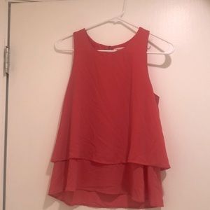 Coral pink tank top blouse.
